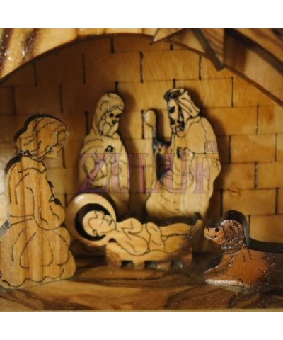 Small Olivewood Olive Wood Round Laser Nativity Scene Spiritual Gift NAT001 Certificate Holy Land - CS11LM3RBWL $8.57 Nativity