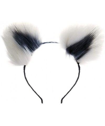 White & Gray Color Interval Three Sizes Fluffy Faux Fox Tail & Cat Ears Headband Charms Role Play Costume Party Cosplay Prop ...