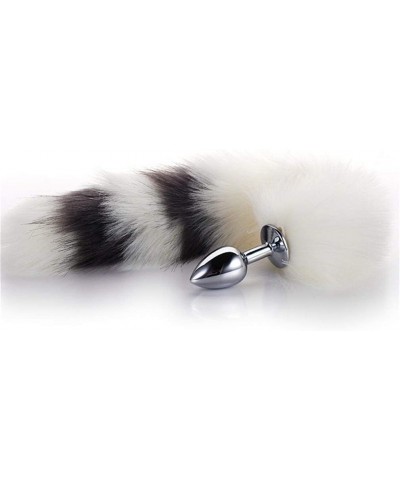 White & Gray Color Interval Three Sizes Fluffy Faux Fox Tail & Cat Ears Headband Charms Role Play Costume Party Cosplay Prop ...