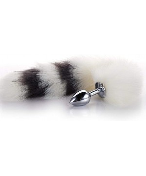 White & Gray Color Interval Three Sizes Fluffy Faux Fox Tail & Cat Ears Headband Charms Role Play Costume Party Cosplay Prop ...