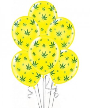 Marijuana Balloons Party-TEX 11in Premium Yellow with All-Over Print Green Marijuana Leaves Pkg/50 - White and Purple - CJ12L...