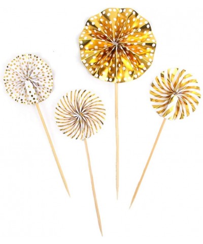 4Pcs Origami Fan Sun Flower Shape Cake Toppers Glitter Cardstock Topper-Cupcake Toppers-Cake Topper Flag Birthday Party Decor...