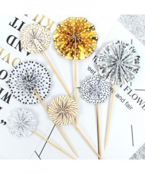 4Pcs Origami Fan Sun Flower Shape Cake Toppers Glitter Cardstock Topper-Cupcake Toppers-Cake Topper Flag Birthday Party Decor...