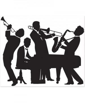 52178 20's Jazz Band Insta Mural Complete Wall Decoration Mardi Gras Music Party Supplies- 5' x 6'- Black/White - CV12O4DCD5O...