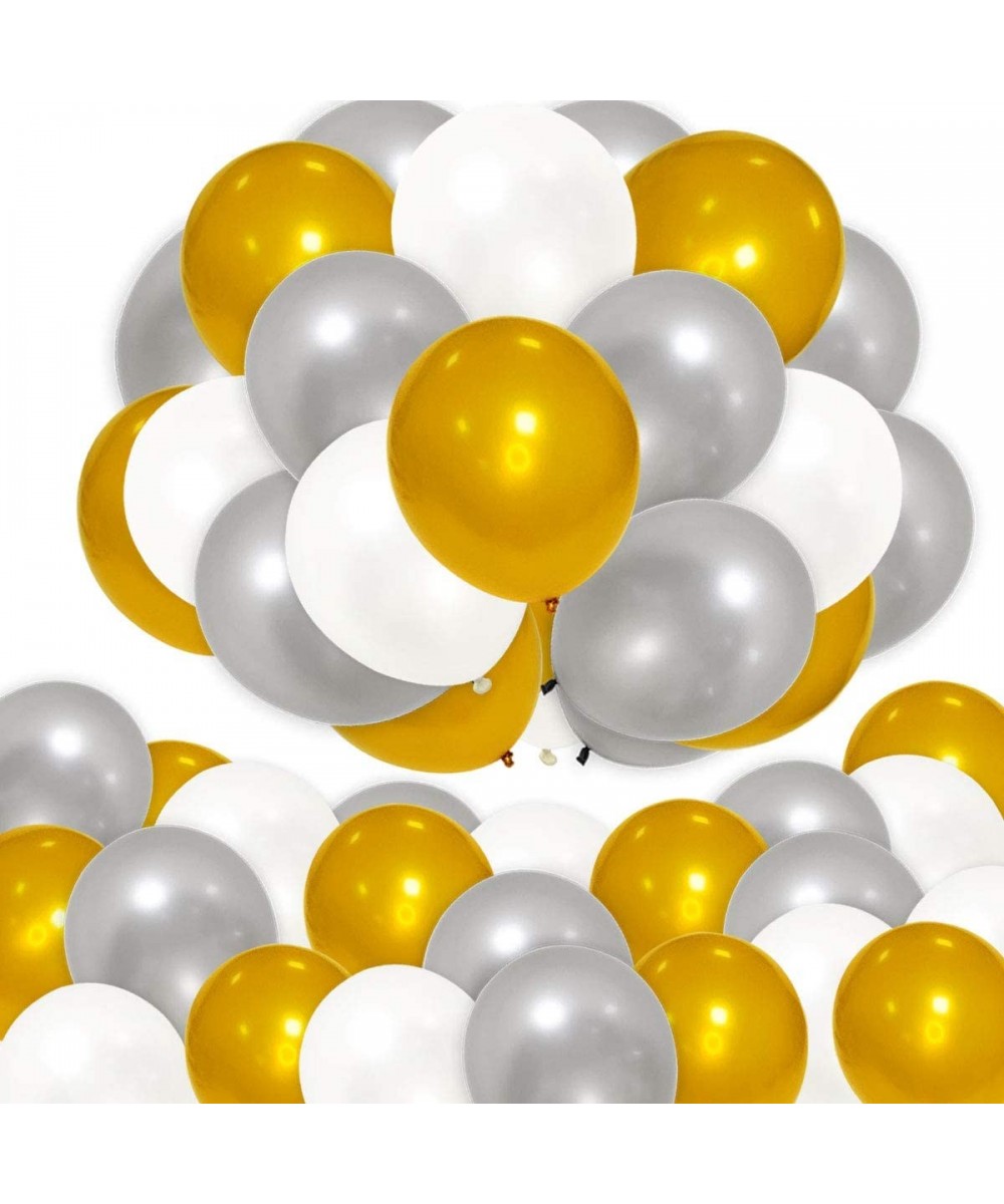 100 Count 320 Grams Thickened Assorted Color Balloons for Baby- Birthday- Wedding- Church- 12 Inches- White- Gold- Silver Ass...