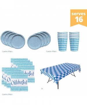 Basic All-in-One Oktoberfest Party Pack Bundle for 16 Settings with Bavarian Decoration Deli Tableclothe- Paper Plates- Cups ...