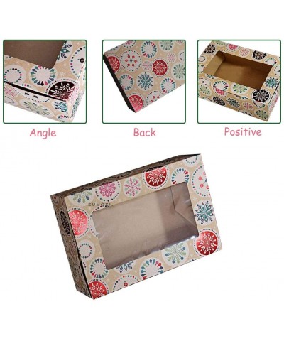 Christmas Bakery Boxes with Window- Snowflake Cookie Gift Boxes Brown Kraft with hot Stamp Christmas Designs-Set of 12 Boxes（...