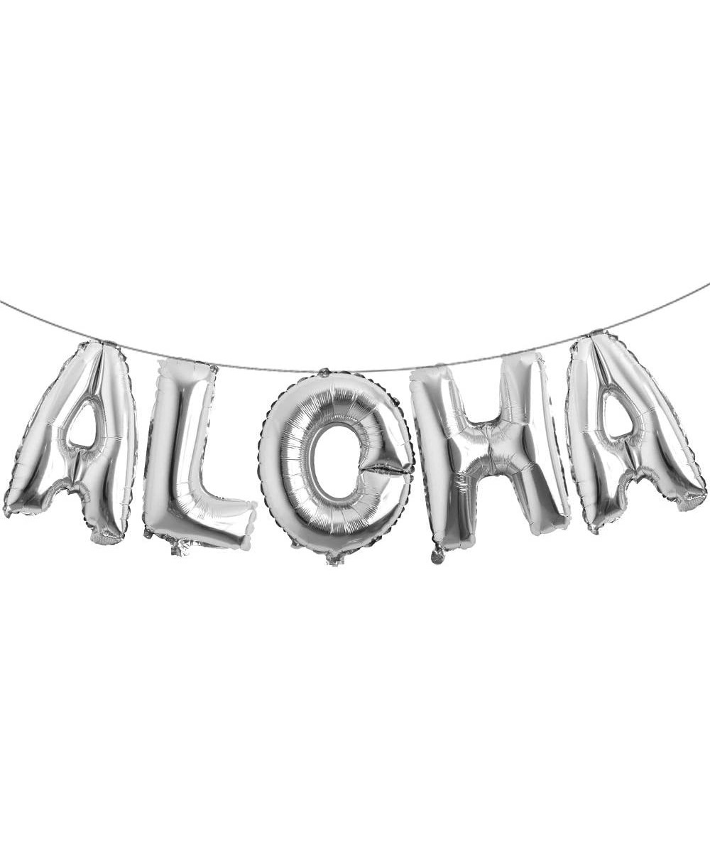 16 inch Tropical Hawaii Party Decorations Balloons Banner Aloha Foil Balloon Wedding Birthday Party Supplies (Aloha Silver) -...