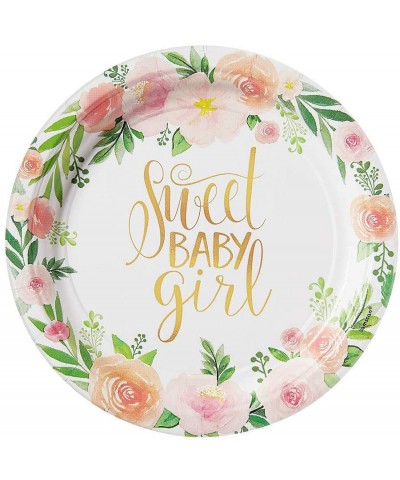 Sweet Baby Girl Baby Shower Pink Floral Dessert Size Party Supply Bundle with Bonus Printed Ribbon - C818RQDHZXK $10.72 Party...