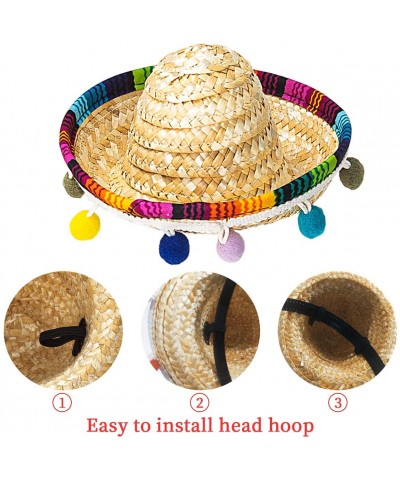 4 Pack Fiesta Headband Mini Mexican Headband Hat Straw Sombrero Hat Fiesta Party Hats for Fiesta Birthday Party Cinco de Mayo...