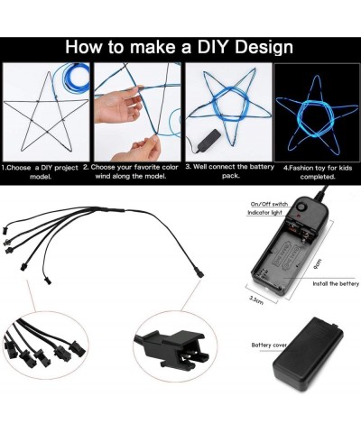 EL Wire Neon Lights Kit with Portable AA Battery Inverter for Halloween Christmas Party Decoration (5 Pack- Each of 3.28ft- B...