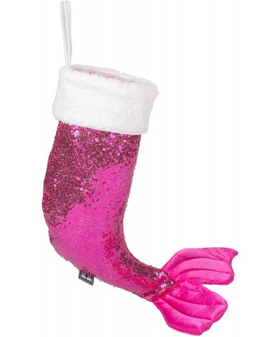 21 Inch Sparkly Mermaid Tail Christmas Stocking (Pink) - CQ184XK545R $10.01 Stockings & Holders