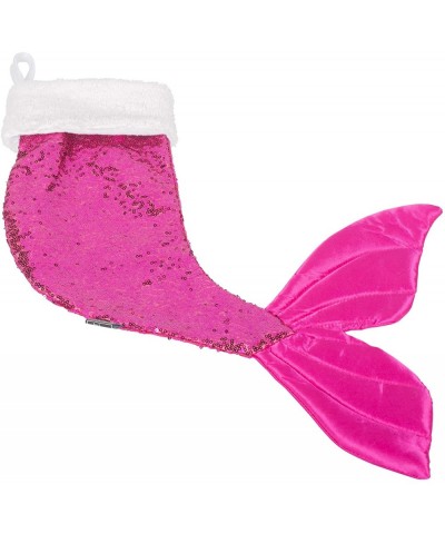 21 Inch Sparkly Mermaid Tail Christmas Stocking (Pink) - CQ184XK545R $10.01 Stockings & Holders