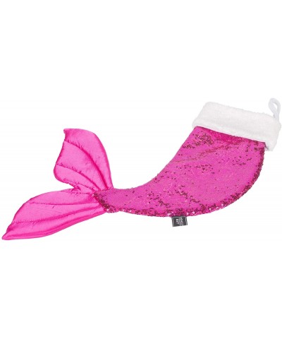 21 Inch Sparkly Mermaid Tail Christmas Stocking (Pink) - CQ184XK545R $10.01 Stockings & Holders