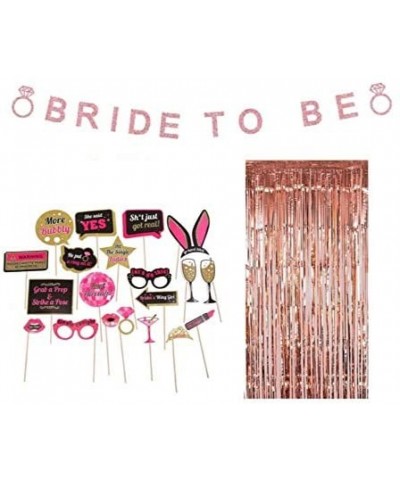 Bachelorette Party Photo Booth Props Bundle - Set of 20 Props Included with 1 Rose-Gold/Pink Backdrop and 1 Banner/Pre-Weddin...