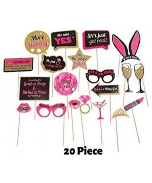 Bachelorette Party Photo Booth Props Bundle - Set of 20 Props Included with 1 Rose-Gold/Pink Backdrop and 1 Banner/Pre-Weddin...