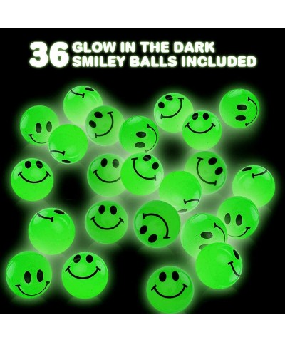 Glow in The Dark Smile Face Bouncing Balls - Bulk Pack of 36-1 Inch High Bounce Bouncy Balls for Kids- Glowing Party Favors a...