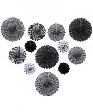 Paper Fans Black Party Hanging Paper Fans Set- 12PCS Mexican Fiesta Kids Party Decorations Hanging Banner for Wedding Birthda...