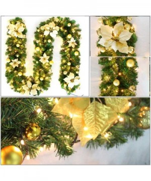 2.7m Christmas Garland with Lights Ornament Glistening Pine Garland with Berries for Christmas Party Home Decoration Power by...