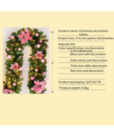 2.7m Christmas Garland with Lights Ornament Glistening Pine Garland with Berries for Christmas Party Home Decoration Power by...