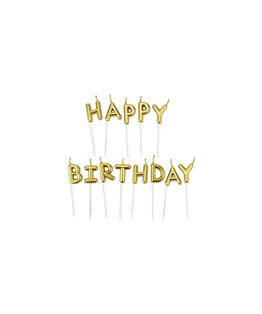 Happy Birthday Metallic Letter Candle Cake Topper- Gold - Gold - CQ186USQ2GH $5.77 Birthday Candles