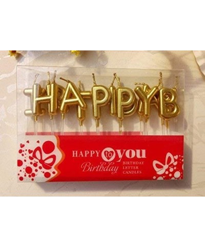 Happy Birthday Metallic Letter Candle Cake Topper- Gold - Gold - CQ186USQ2GH $5.77 Birthday Candles