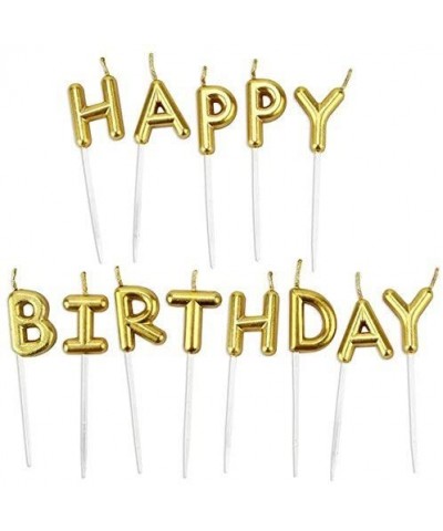 Happy Birthday Metallic Letter Candle Cake Topper- Gold - Gold - CQ186USQ2GH $5.77 Birthday Candles