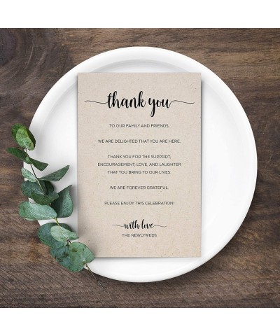 Thank You Placecards for Wedding (Set of 50) Large 4" x 6" Table Place Setting Cards Rustic - Made in USA - Minimalist Script...