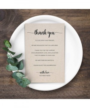 Thank You Placecards for Wedding (Set of 50) Large 4" x 6" Table Place Setting Cards Rustic - Made in USA - Minimalist Script...