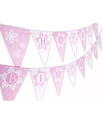 Snow Princess Pink Happy Birthday Banner Pennant - CW12LLVM72H $7.22 Banners
