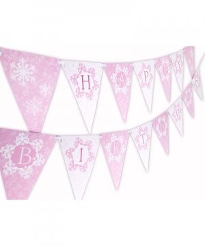 Snow Princess Pink Happy Birthday Banner Pennant - CW12LLVM72H $7.22 Banners
