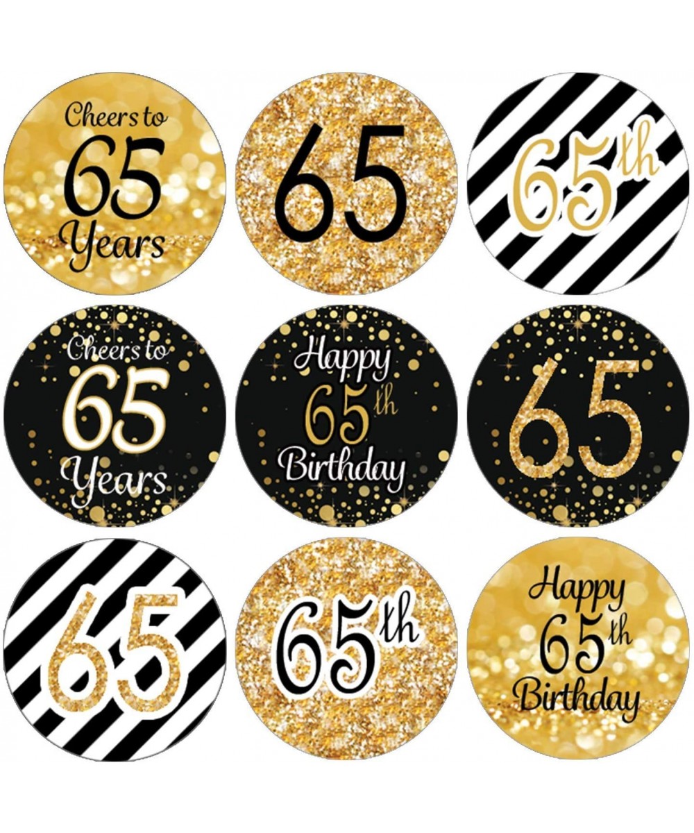 Black and Gold 65th Birthday Party Favor Stickers - 180 Labels - C812MYXSTFT $8.30 Favors