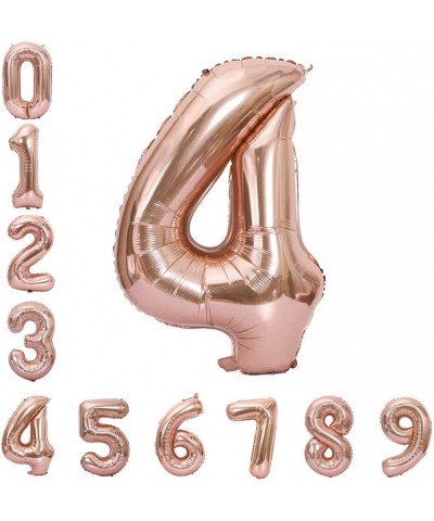 40 Inch Large Rose Gold Balloon Number 4 Balloon Helium Foil Mylar Balloons Party Festival Decorations Birthday Anniversary P...