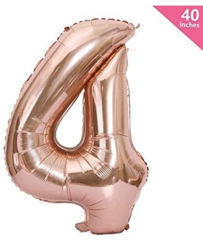 40 Inch Large Rose Gold Balloon Number 4 Balloon Helium Foil Mylar Balloons Party Festival Decorations Birthday Anniversary P...