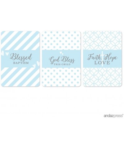 Baby Blue and Gray Boy Baptism Collection- Chocolate Minis Labels- Fits Hershey's Miniatures Party Favors- 36-Pack - Labels M...