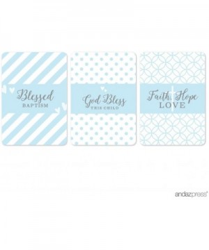 Baby Blue and Gray Boy Baptism Collection- Chocolate Minis Labels- Fits Hershey's Miniatures Party Favors- 36-Pack - Labels M...