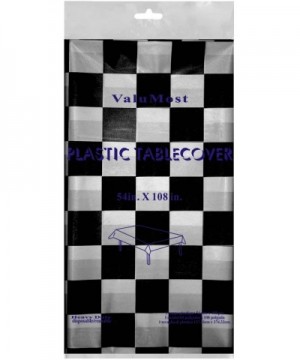 ValuMost Printed Plastic Table Cover Available in 36 Colors- 54" x 108"- Black and White Checked - Black and White Checked - ...