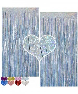 Metallic Tinsel Birthday Foil Fringe Curtain Backdrop 2 Packs 3ftx8ft Laser Party Backdrop Curtain-Rain Curtain for Party Dec...