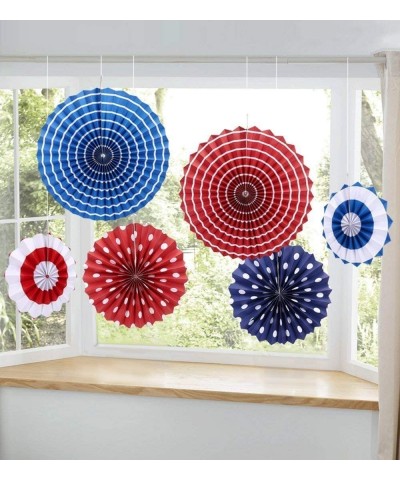 4th of July Party Decorations Set - Stars Stripes- Hanging Paper Fans- Paper Pom poms Kit for Independence Day- Patriotic Fav...