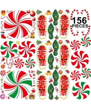 156PCS Christmas Peppermint Floor Decals Footprints Stickers for Christmas Candy Party Decoration Xmas Party Decor Supplies- ...