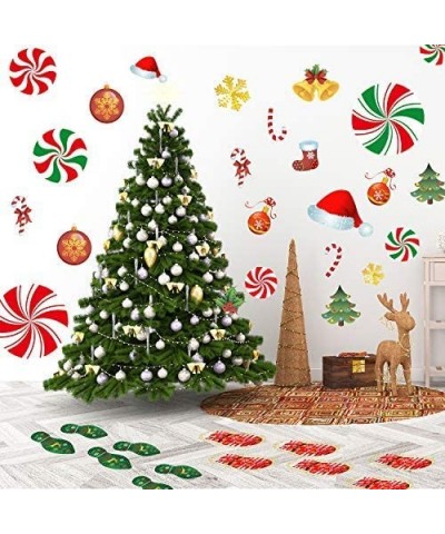 156PCS Christmas Peppermint Floor Decals Footprints Stickers for Christmas Candy Party Decoration Xmas Party Decor Supplies- ...