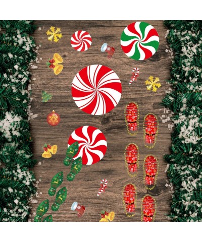 156PCS Christmas Peppermint Floor Decals Footprints Stickers for Christmas Candy Party Decoration Xmas Party Decor Supplies- ...