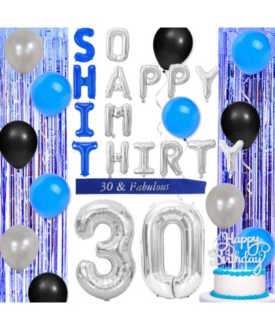 30th Birthday Decorations Blue and Silver So Happy Im Thirty Balloons Number 30 Foil Balloon Happy 30th Dirty 30 Birthday Par...