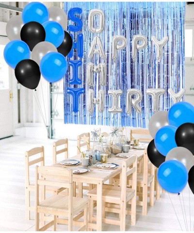 30th Birthday Decorations Blue and Silver So Happy Im Thirty Balloons Number 30 Foil Balloon Happy 30th Dirty 30 Birthday Par...
