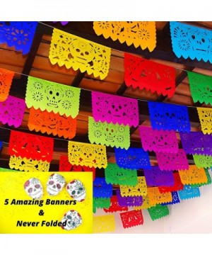 5 Pk Papel Picado Dia de Los Muertos Banners 60 feet Total- Made from Colorful Tissue Paper WS200 - CV185KK2TOH $25.20 Banner...