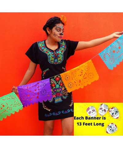 5 Pk Papel Picado Dia de Los Muertos Banners 60 feet Total- Made from Colorful Tissue Paper WS200 - CV185KK2TOH $25.20 Banner...