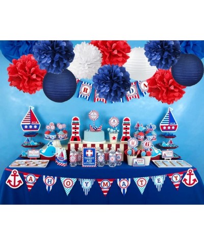 4th of July Party Decorations Set - Stars Stripes- Hanging Paper Fans- Paper Pom poms Kit for Independence Day- Patriotic Fav...