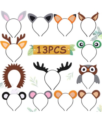 13PCS Woodland Animal Headbands Forest Friend Wild One Camping Theme Felt Ears Headbands For Woodland Creature Theme Baby Sho...