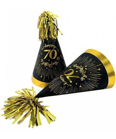 70th birthday decorations for hats - cone hats with gold flash glitter- gold party 70th Birthday Party Supplies- chic 70th bi...