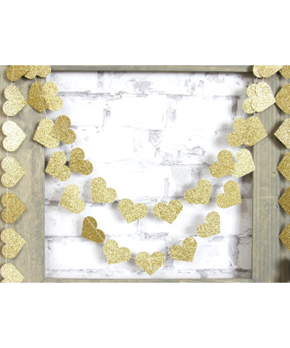 2-Pack-Gold Glitter Heart Paper Garland-Heart Garland-Christmas Garland- Gold Garland-Beautiful Garland- Paper Garland- Rusti...